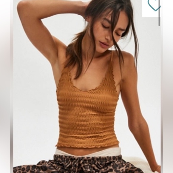NEW Free People Pucker Up Seamless Cami Autumn Leaves Brown Tan Size XS/SM NWOT - Picture 8 of 8